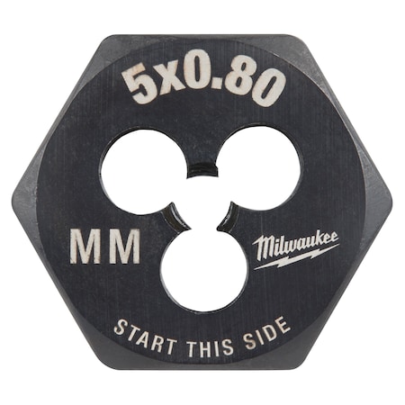 Milwaukee M5-0.80 mm 1-Inch Hex Threading Die - 49-57-5329