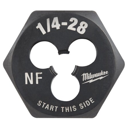 Milwaukee 1/4 in -28 NF 1-Inch Hex Threading Die - 49-57-5338