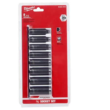 Milwaukee SHOCKWAVE Deep Well Socket 3/8" Set - 8PC 49-66-4419