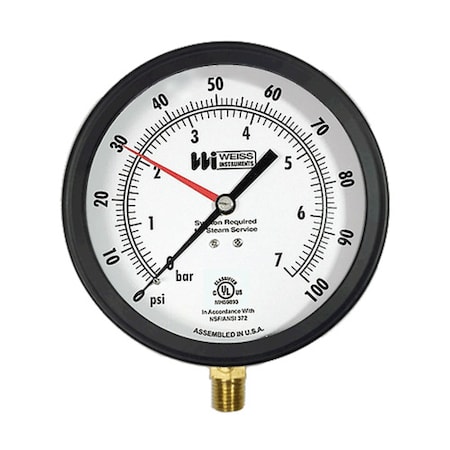 Weiss Alum Case, 4.5", 0-30" VAC, 1/4" NPT 4CTN-1-VAC-4L-PO
