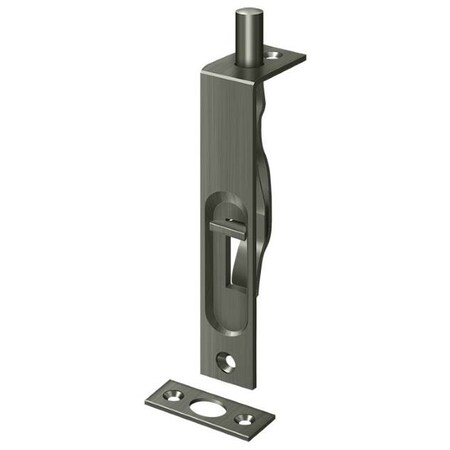 Deltana Flush Bolt, Heavy Duty Antique Nickel 4" 4FBS15A