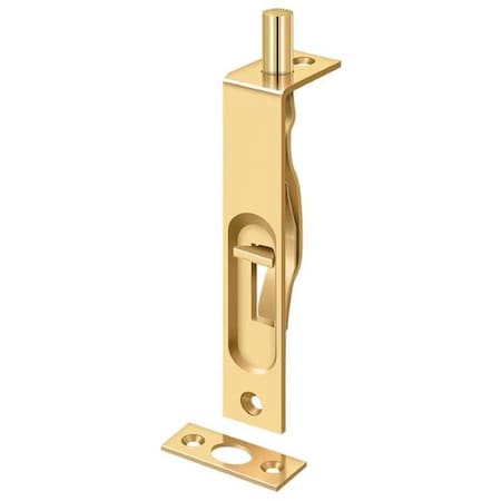 Deltana Flush Bolt, Heavy Duty Lifetime Brass 4" 4FBSCR003