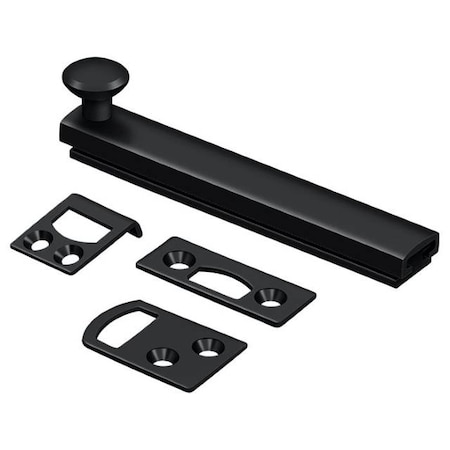 Deltana Surface Bolt, Concealed Screw, Heavy Duty Black 4" 4SBCS19