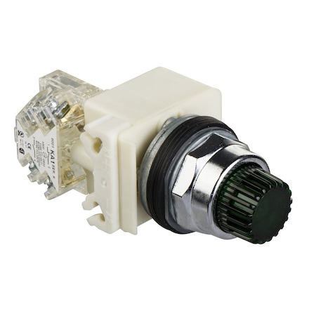 Schneider Electric Illuminated push-button, Harmony 9001K, metal, projecting, green, 30mm, spring return, 120V, 1 C/O 9001K2L38GH13