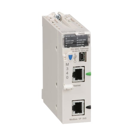Schneider Electric Processor module M340, max 1024 discrete and 256 analog I/O, Modbus, Ethernet BMXP342020