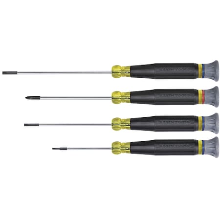 Klein Tools Precision Screwdriver Set, Slotted/Phillips Tip, Ergonomic with Rotating Cap, 4-Piece 85613