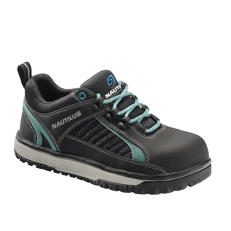 Nautilus Safety Footwear Women Aluminum Toe Size 10 URBAN AT, WOMENS PR, Black, Teal, 10, Medium N1466-10M