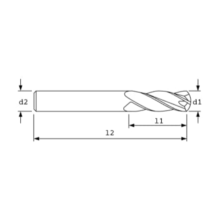 Ac Drills SC Endmill, 4FL, BRT, 3/16"x3/8"x2" S40245B