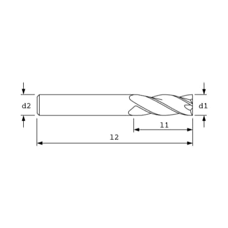 AC DRILLS SC Endmill, 4FL, BRT, 1/8"x1/2"x1-1/2" 41606