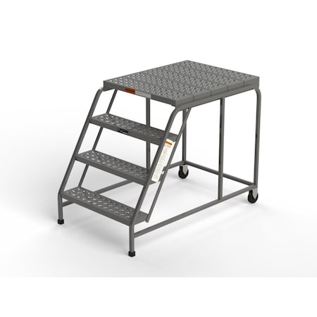 Ega Products Mobile Work Platform, 4 Steps, 30"W x 36"D Platform, Perforated Tread, No Handrails W031