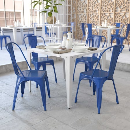 Flash Furniture Blue Metal Indoor-Outdoor Stackable Chair, PK4 4-CH-31230-BL-GG