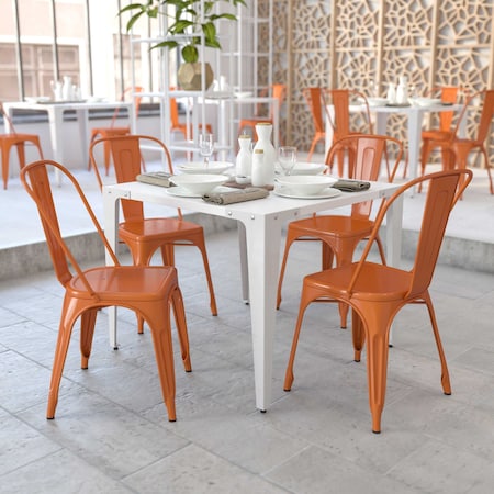 Flash Furniture Orange Metal Indoor-Outdoor Stackable Chair, PK4 4-CH-31230-OR-GG