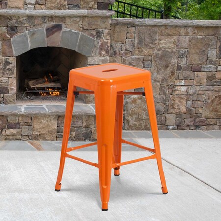 Flash Furniture 4PK 24" High Backless Orange Counter Height Stool 4-CH-31320-24-OR-GG