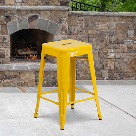 Flash Furniture 4PK 24" High Backless Yellow Counter Height Stool 4-CH-31320-24-YL-GG