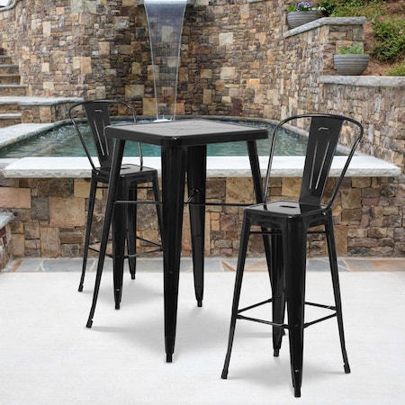 Flash Furniture 30" High Black Metal Indoor-Outdoor Barstool, PK4 4-CH-31320-30GB-BK-GG