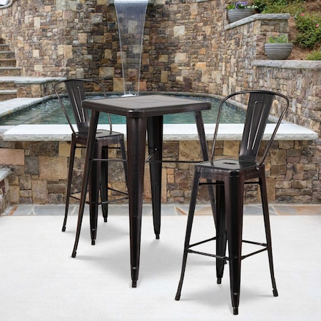 Flash Furniture 4PK 30"H Black-Antique Gold Metal Barstool w/Back 4-CH-31320-30GB-BQ-GG