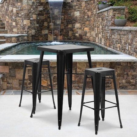 Flash Furniture 4PK 30" High Backless Black Square Metal Barstool 4-CH-31320-30-BK-GG