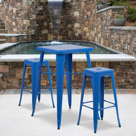 Flash Furniture 30" High Backless Blue Square Metal Barstool, PK4 4-CH-31320-30-BL-GG