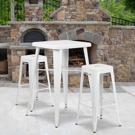 Flash Furniture 4PK 30"H No Back White Metal Barstool Square Seat 4-CH-31320-30-WH-GG