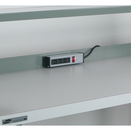 Stackbin Outlet Strip, Rail Mount, 4 Outlet(s) 6 ft. 4-EOS