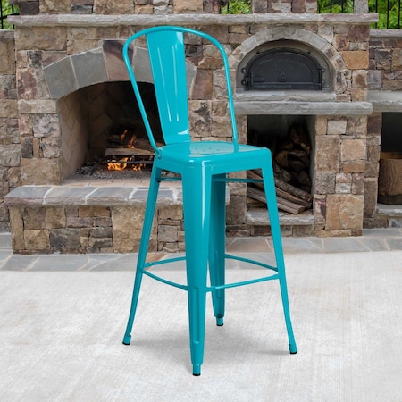 Flash Furniture Teal Metal Outdoor Stool, 30", PK4 4-ET-3534-30-CB-GG