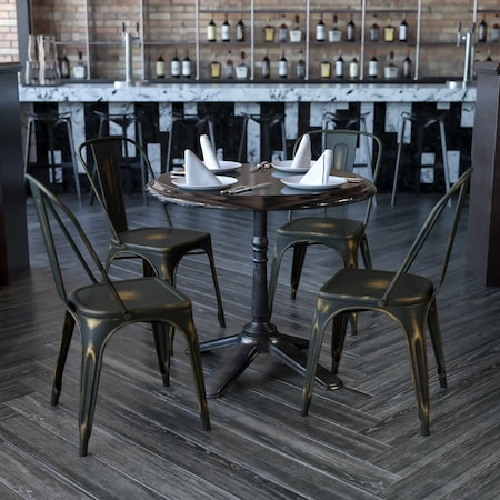 Flash Furniture Distressed Copper Metal Indoor-Outdoor Stackable Chair, PK4 4-ET-3534-COP-GG