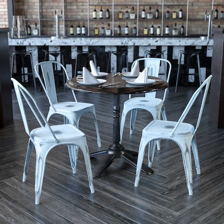 Flash Furniture Distressed Green-Blue Metal Indoor-Outdoor Stackable Chair, PK4 4-ET-3534-DB-GG