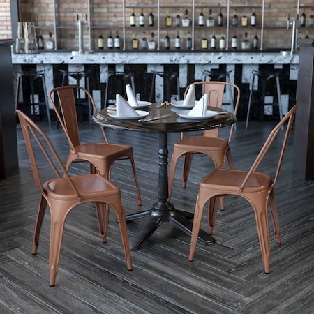 Flash Furniture Copper Metal Indoor-Outdoor Stackable Chair, PK4 4-ET-3534-POC-GG