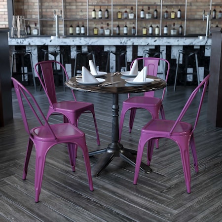 Flash Furniture Purple Metal Indoor-Outdoor Stackable Chair, PK4 4-ET-3534-PUR-GG