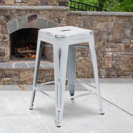 Flash Furniture 24" High Backless White Counter Height Stool, PK4 4-ET-BT3503-24-WH-GG