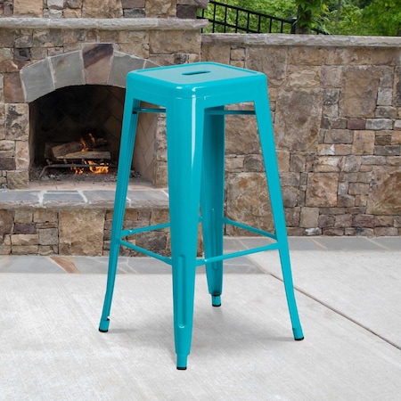 Flash Furniture 30" High Backless Crystal Teal-Blue Barstool, PK4 4-ET-BT3503-30-CB-GG