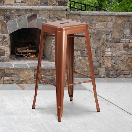 Flash Furniture 4 " High Backless Copper Metal Barstool, PK4 4-ET-BT3503-30-POC-GG