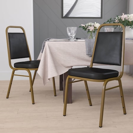 Flash Furniture Black Vinyl Banquet Chair, PK4 4-FD-BHF-1-ALLGOLD-BK-GG