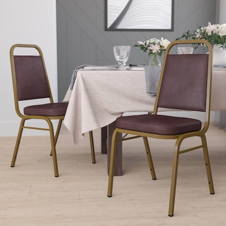 Flash Furniture Brown Vinyl Banquet Chair, PK4 4-FD-BHF-1-ALLGOLD-BN-GG