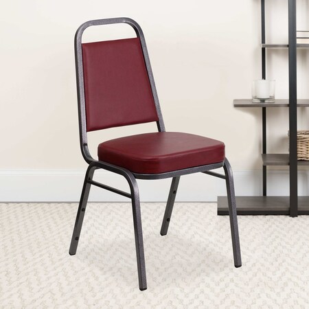 Flash Furniture Burgundy Vinyl Banquet Chair, PK4 4-FD-BHF-1-SILVERVEIN-BY-GG
