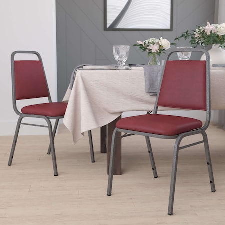 Flash Furniture Burgundy Vinyl Banquet Chair, PK4 4-FD-BHF-2-BY-VYL-GG