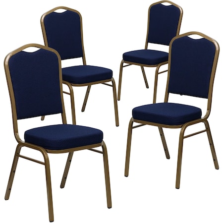 Flash Furniture Navy Blue Fabric Banquet Chair, PK4 4-FD-C01-ALLGOLD-2056-GG
