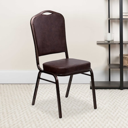 Flash Furniture Brown Vinyl Banquet Chair, PK4 4-FD-C01-COPPER-BRN-VY-GG