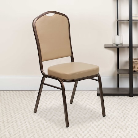 Flash Furniture Tan Vinyl Banquet Chair, PK4 4-FD-C01-COPPER-TN-VY-GG