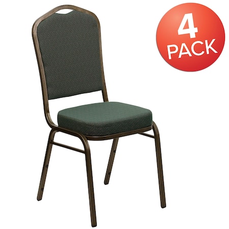 Flash Furniture Green Fabric Banquet Chair, PK4 4-FD-C01-GOLDVEIN-0640-GG