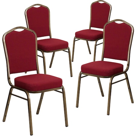 Flash Furniture Burgundy Fabric Banquet Chair, PK4 4-FD-C01-GOLDVEIN-3169-GG