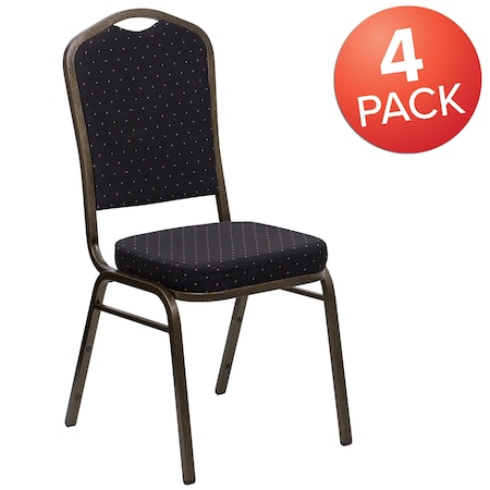 Flash Furniture Black Fabric Banquet Chair, PK4 4-FD-C01-GOLDVEIN-S0806-GG