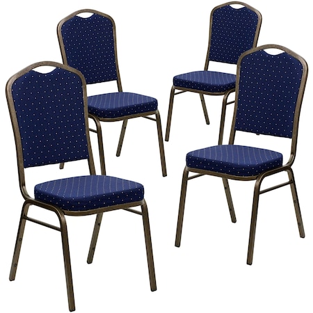 Flash Furniture Navy Blue Fabric Banquet Chair, PK4 4-FD-C01-GOLDVEIN-S0810-GG