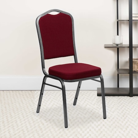Flash Furniture Burgundy Fabric Banquet Chair, PK4 4-FD-C01-SILVERVEIN-3169-GG