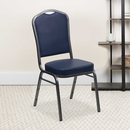 Flash Furniture Navy Vinyl Banquet Chair, PK4 4-FD-C01-SILVERVEIN-NY-VY-GG