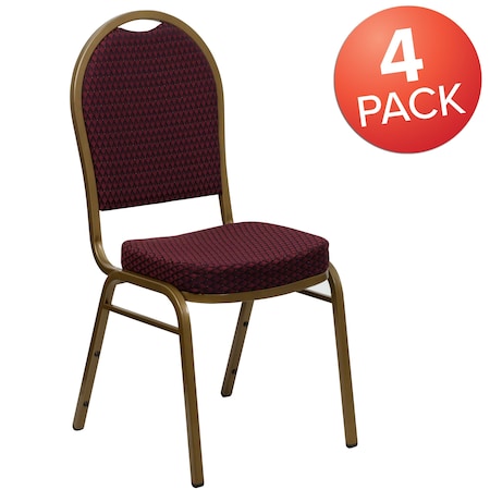 Flash Furniture Burgundy Fabric Banquet Chair, PK4 4-FD-C03-ALLGOLD-EFE1679-GG