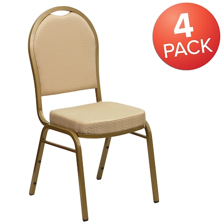 Flash Furniture Beige Fabric Banquet Chair, PK4 4-FD-C03-ALLGOLD-H20124E-GG