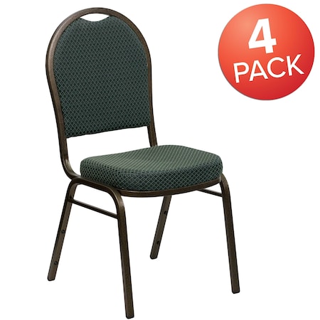 Flash Furniture Green Fabric Banquet Chair, PK4 4-FD-C03-GOLDVEIN-4003-GG