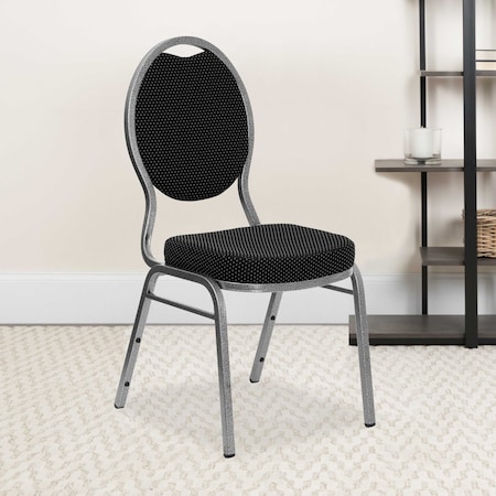 Flash Furniture Black Fabric Banquet Chair, PK4 4-FD-C04-SILVERVEIN-S076-GG