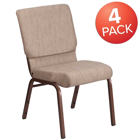 Flash Furniture Beige Fabric Church Chair, PK4 4-FD-CH02185-CV-BGE1-GG